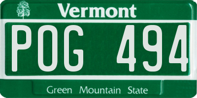 VT license plate POG494