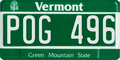 VT license plate POG496
