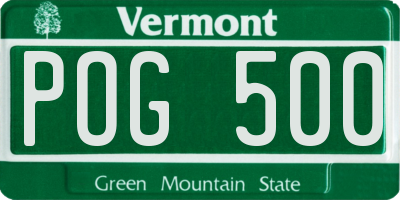 VT license plate POG500