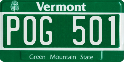 VT license plate POG501