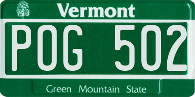 VT license plate POG502