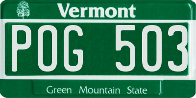 VT license plate POG503