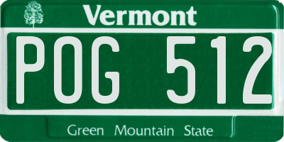 VT license plate POG512