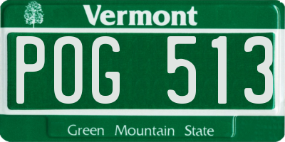 VT license plate POG513