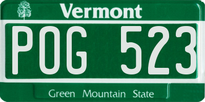 VT license plate POG523