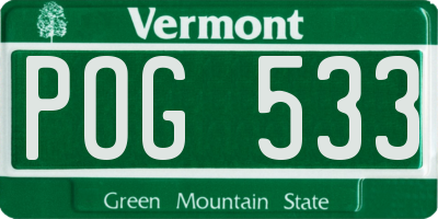 VT license plate POG533