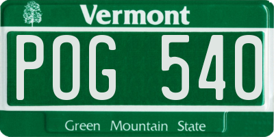 VT license plate POG540