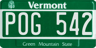 VT license plate POG542