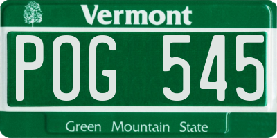 VT license plate POG545