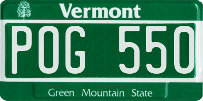 VT license plate POG550