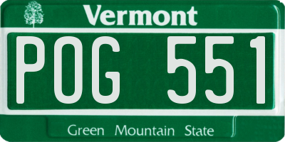 VT license plate POG551
