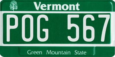 VT license plate POG567