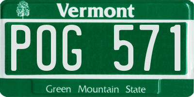 VT license plate POG571