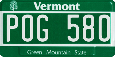 VT license plate POG580