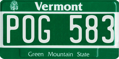 VT license plate POG583