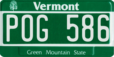 VT license plate POG586