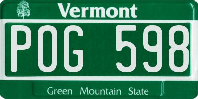 VT license plate POG598