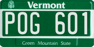 VT license plate POG601