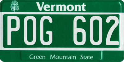 VT license plate POG602