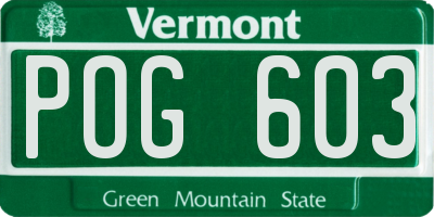 VT license plate POG603
