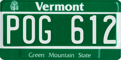 VT license plate POG612