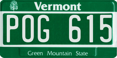 VT license plate POG615