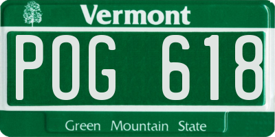 VT license plate POG618