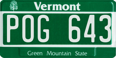 VT license plate POG643