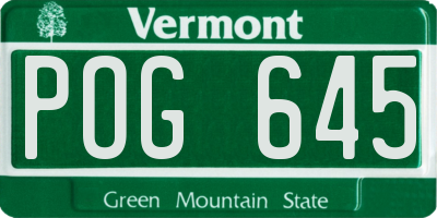 VT license plate POG645