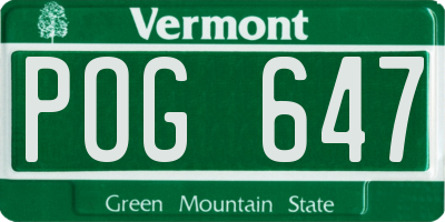 VT license plate POG647