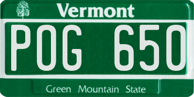 VT license plate POG650