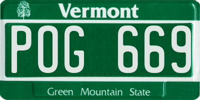 VT license plate POG669
