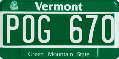 VT license plate POG670
