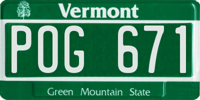 VT license plate POG671