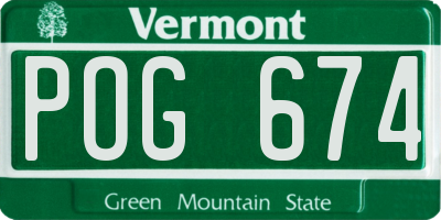 VT license plate POG674