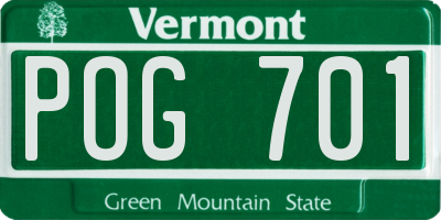 VT license plate POG701