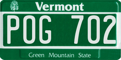 VT license plate POG702