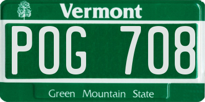 VT license plate POG708