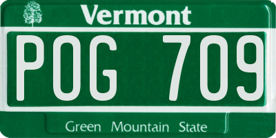VT license plate POG709