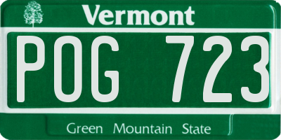 VT license plate POG723