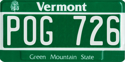 VT license plate POG726