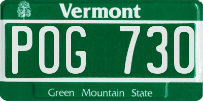 VT license plate POG730