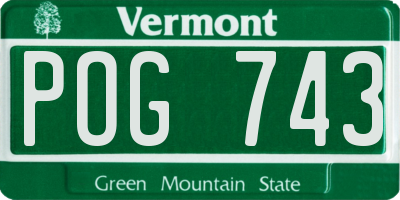 VT license plate POG743