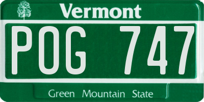 VT license plate POG747