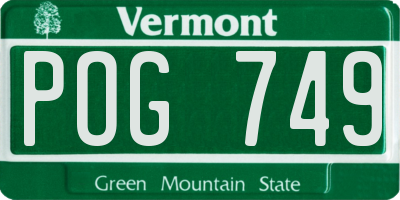 VT license plate POG749