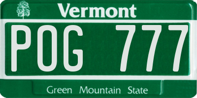 VT license plate POG777