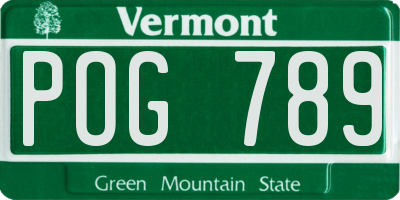 VT license plate POG789