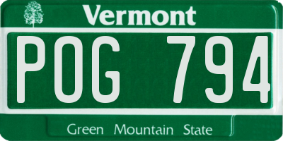 VT license plate POG794