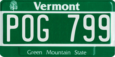 VT license plate POG799
