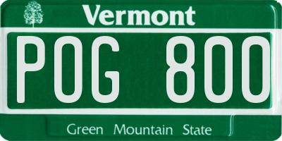 VT license plate POG800